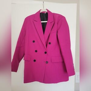 Double-Breasted Oversized Fuchsia Blazer